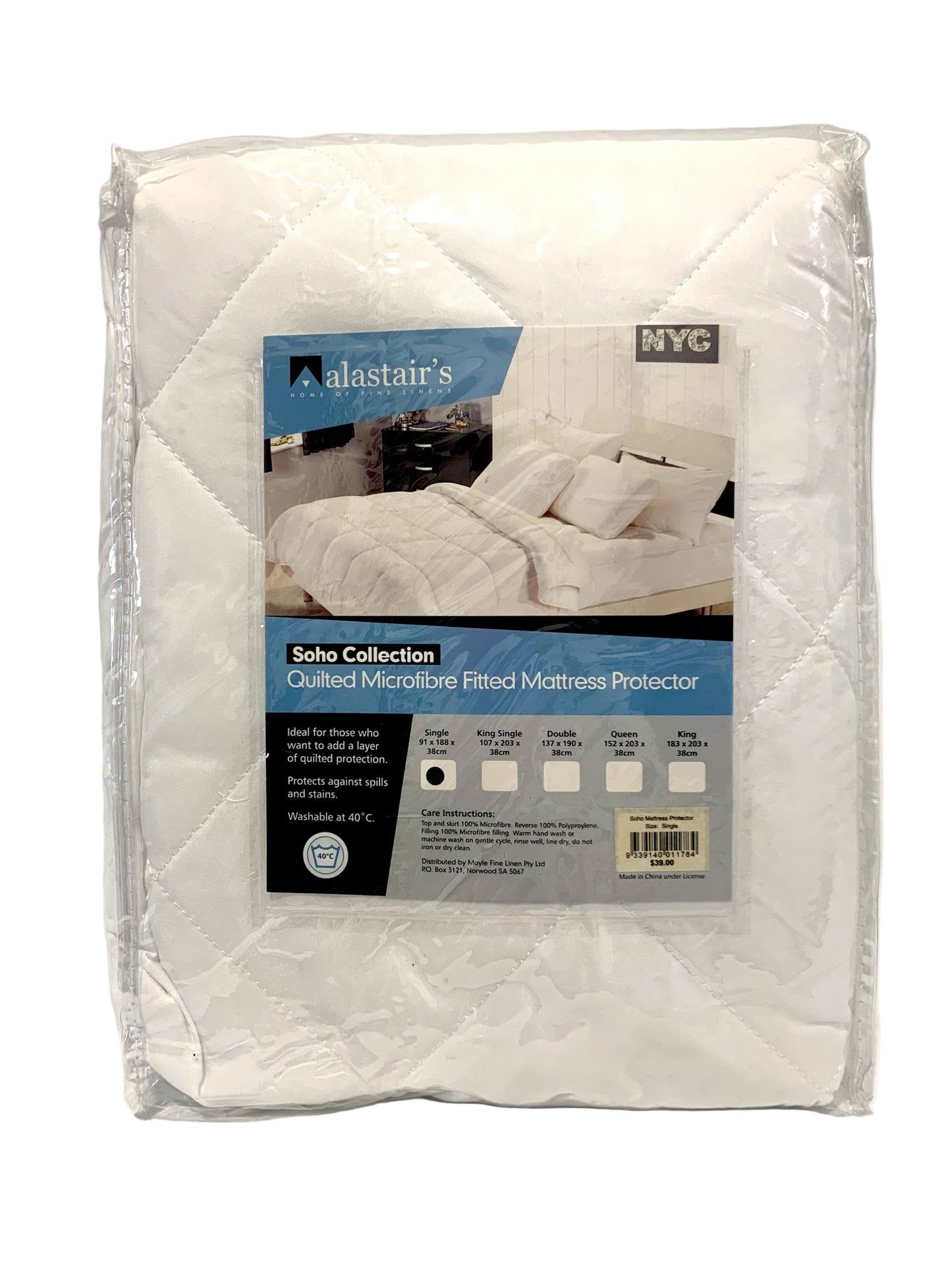 Alastairs - Soho Collection Quilted Microfibre Fitted Mattress Protector - Single image 0