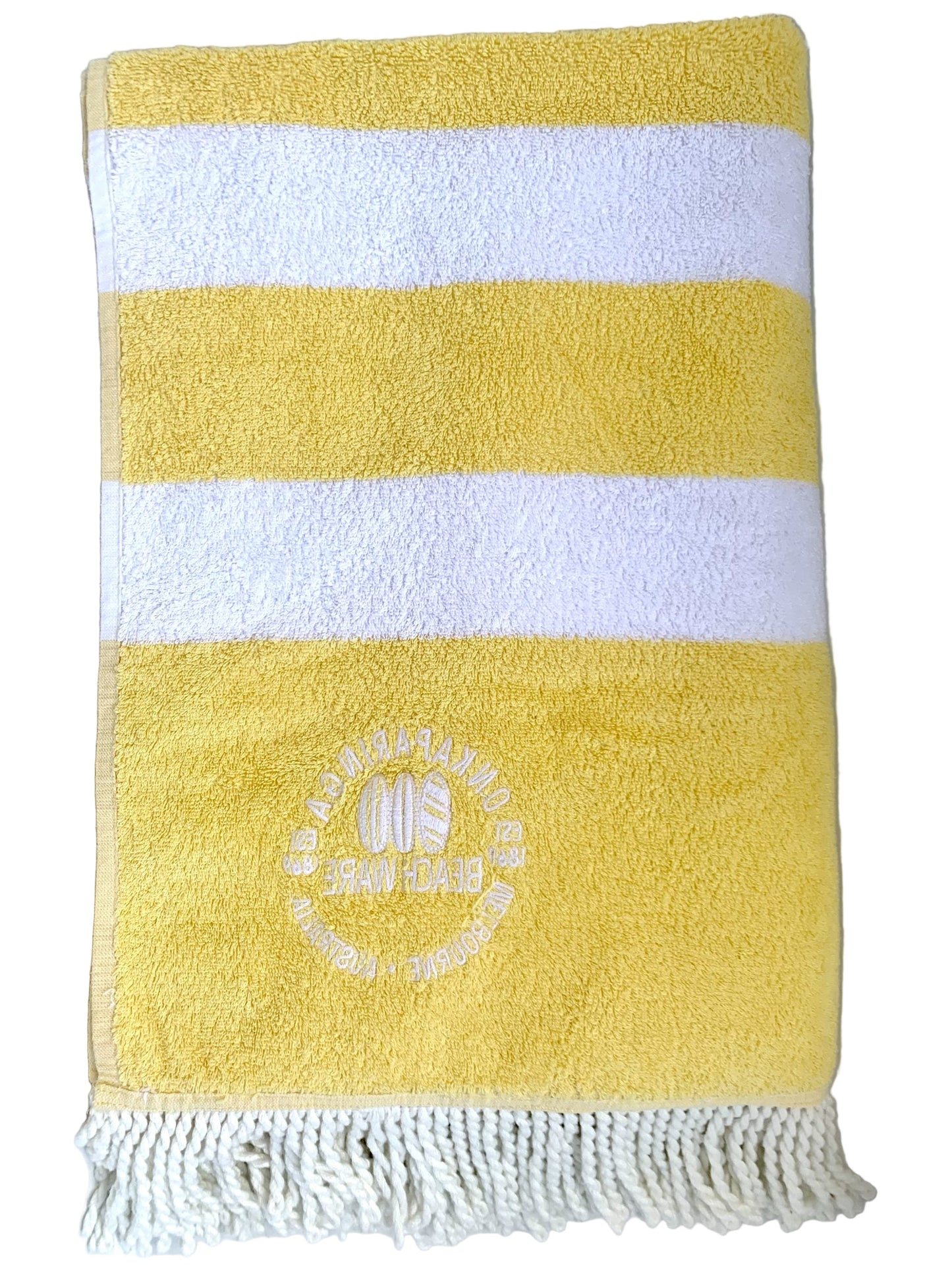 Onkaparinga Beach Towel Yellow/White Stripe image 0
