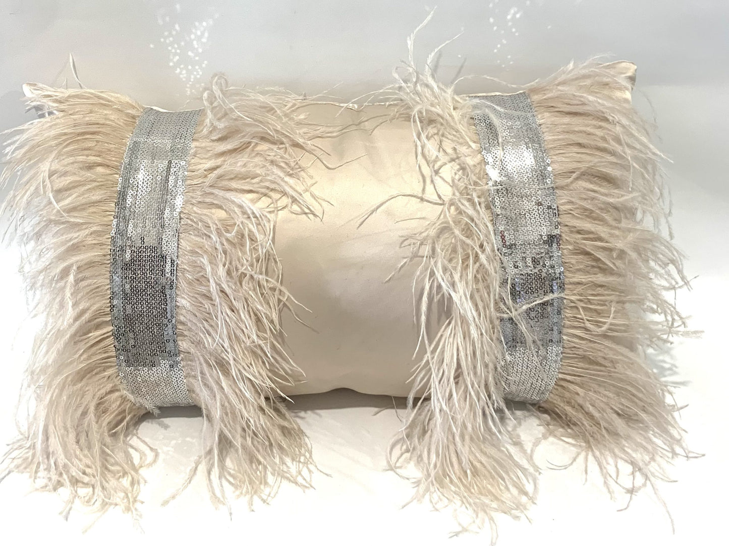 Sequin and Feather Cushion 30 x 50cm image 0