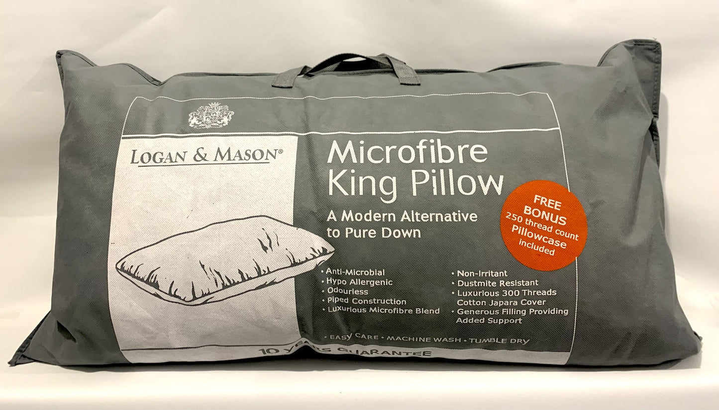 Logan & Mason Microfibre King Pillow - Bonus Pillowcase image 0
