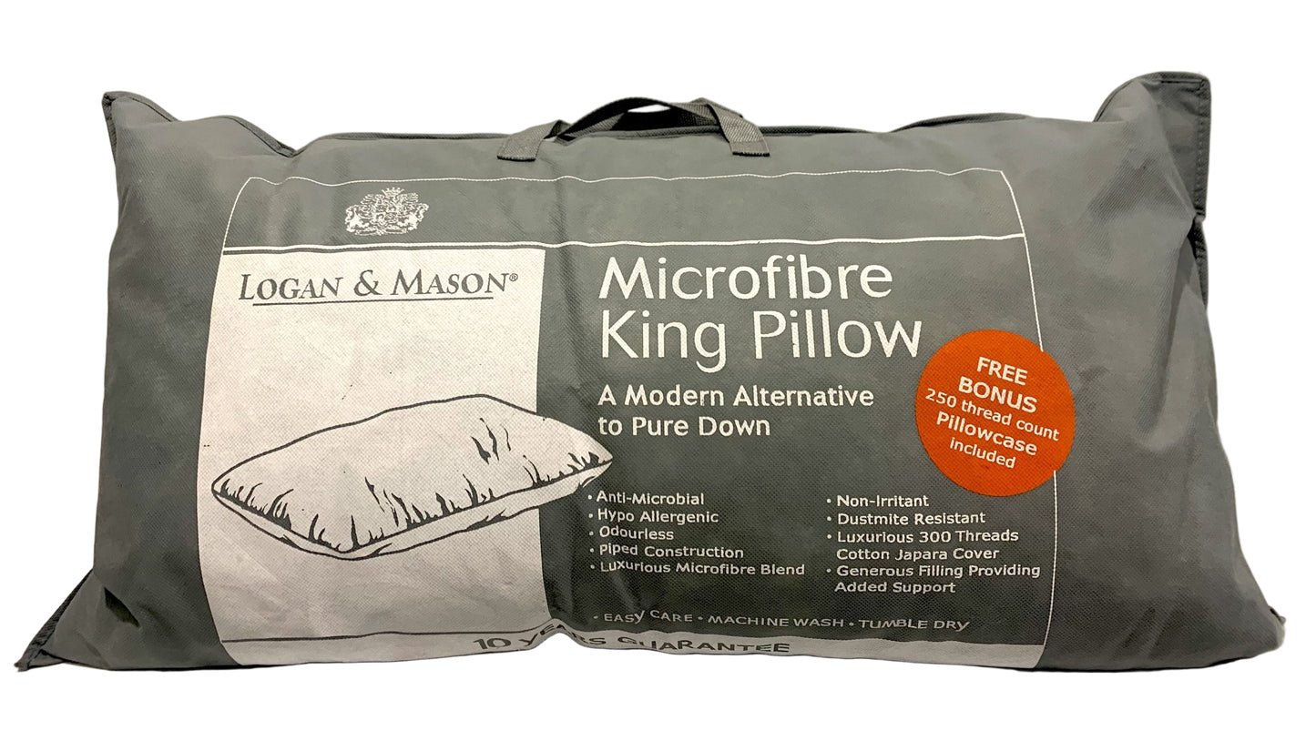 Logan & Mason Microfibre King Pillow - Bonus Pillowcase image 0