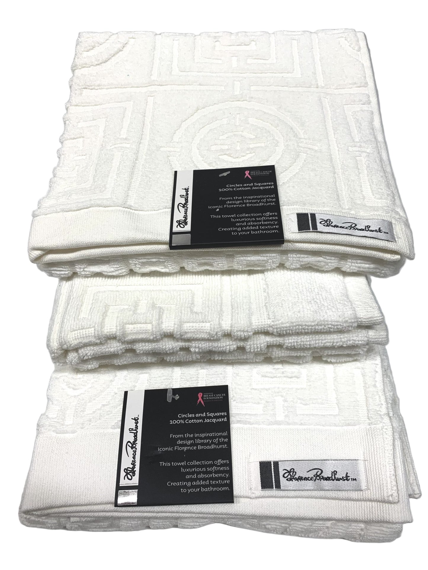 Florence Broadhurst - Circle & Squares 3pce Towel Set -White image 0