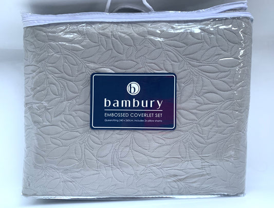Bambury - Botanica Embossed Coverlet Set King/Queen - Ash / Auburn image 1