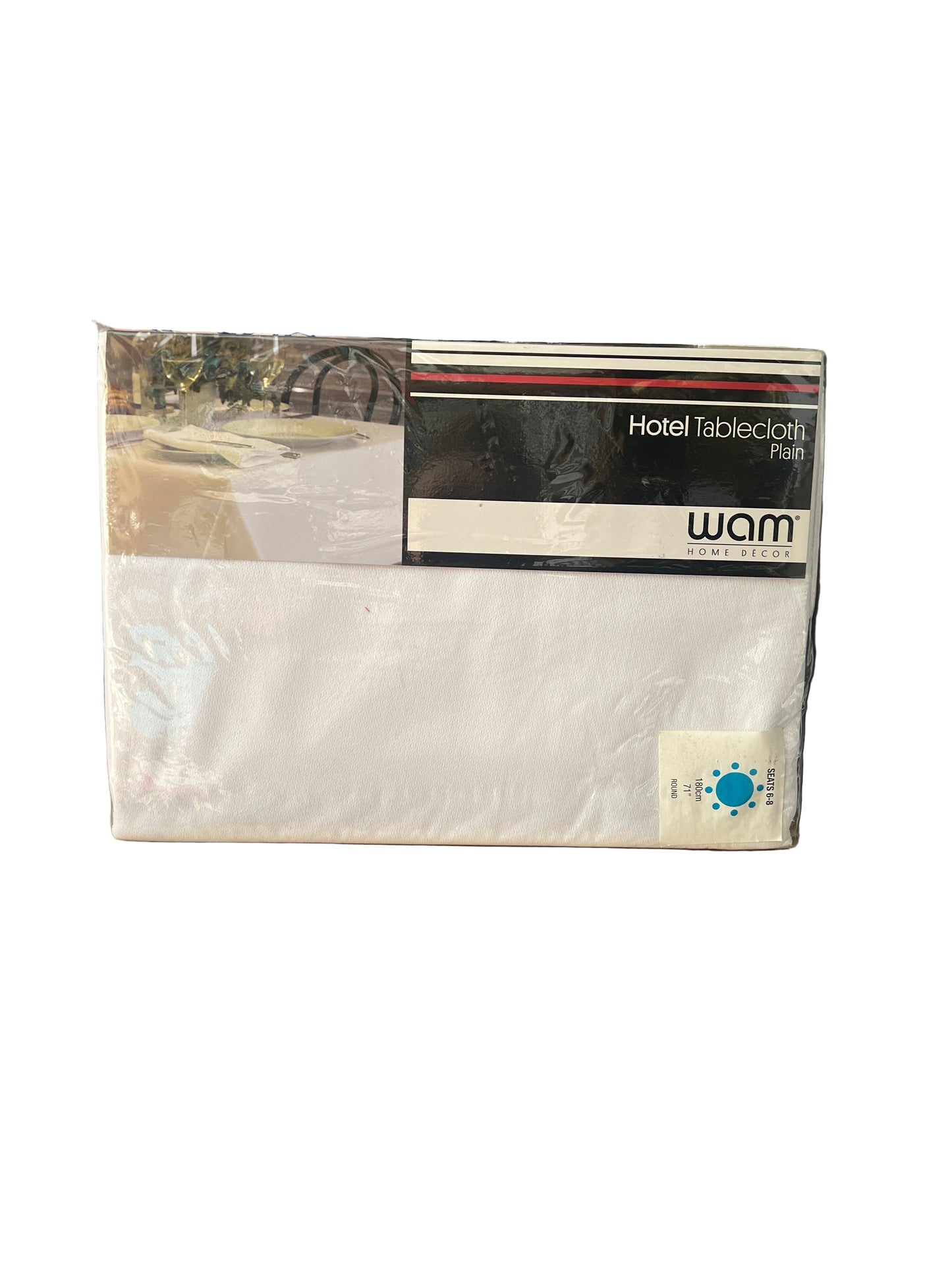 WAM Hotel Tablecloth Plain - 180cm Round- White - Cotton.