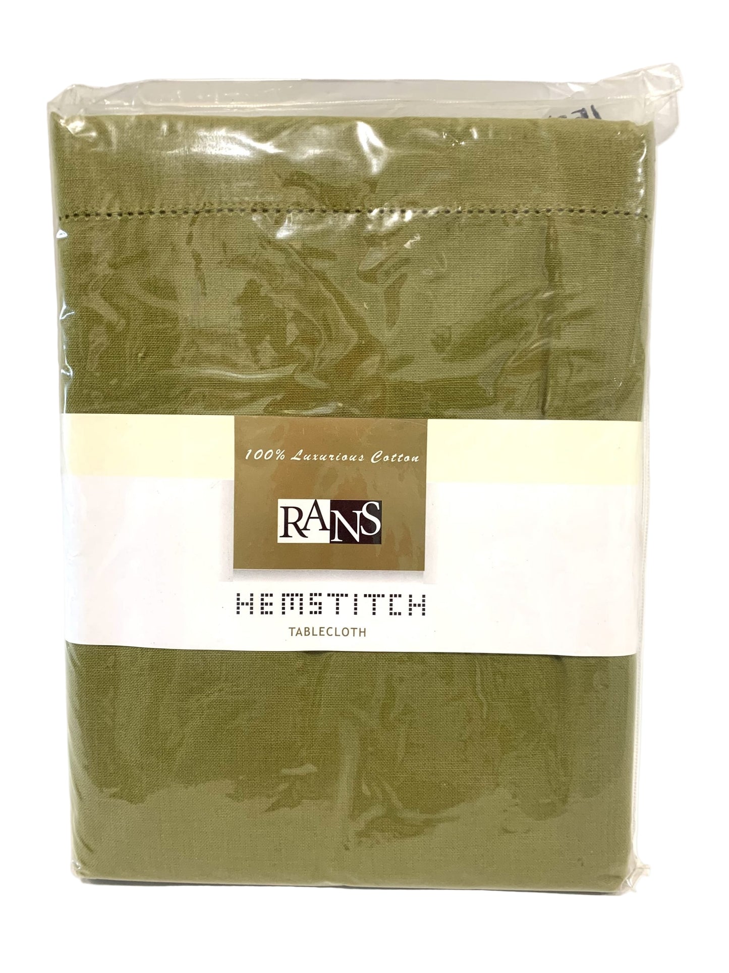Rans Hemstitch Tablecloth - 150 x 230cm Olive 100% Cotton image 0