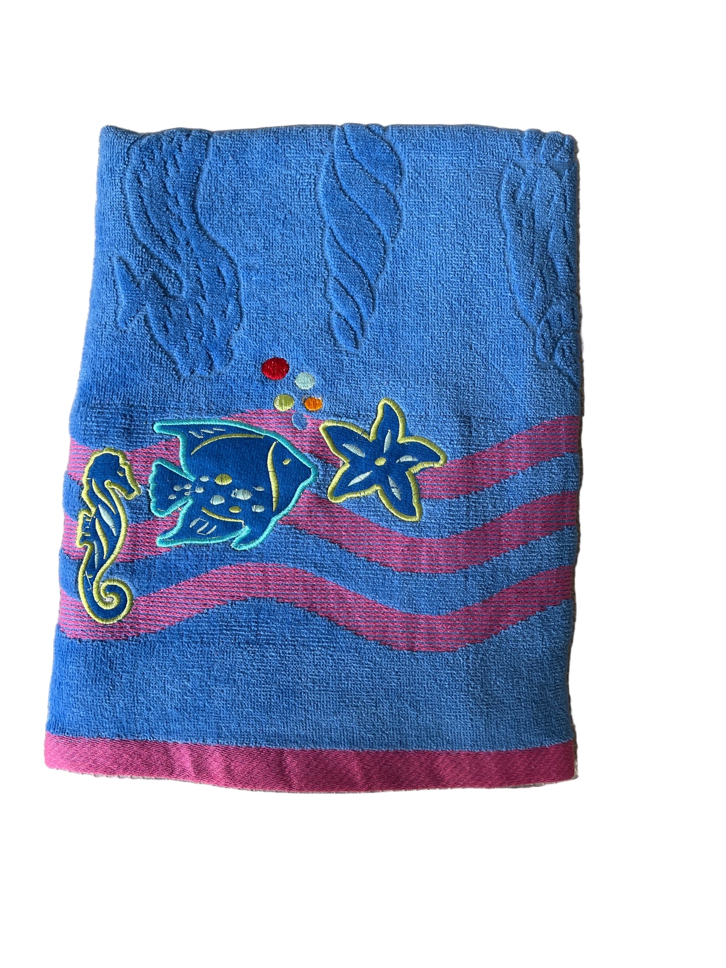 Diva - Children’s Jacquard Beach Towel - Fish Blue