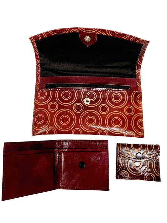 Leather Hand Purse 3Pce - Red image 1