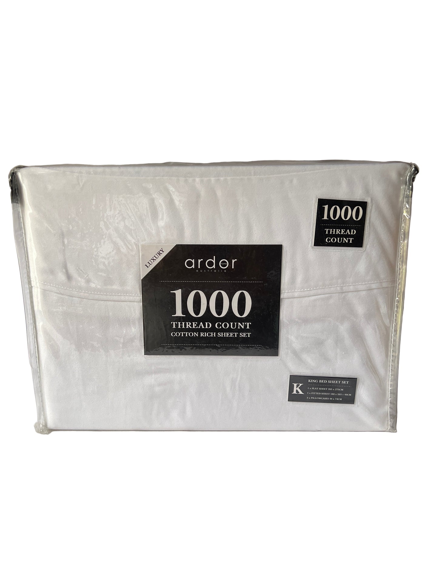 Ardor - King - 1000Thrd Cotton Rich Sheet Set - White