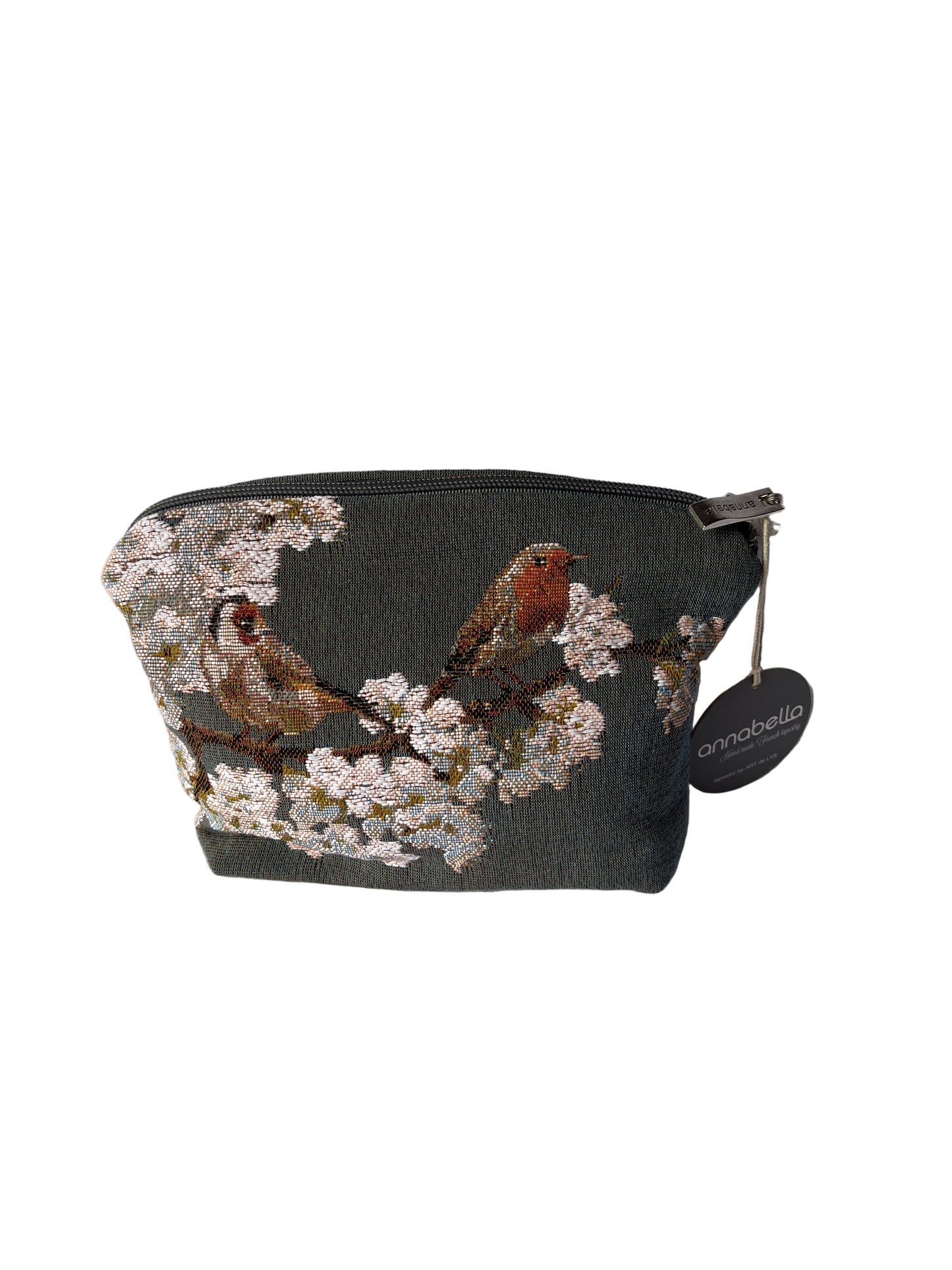Annabelle - Small - Tapestry Toiletry Bag - Grey Bird