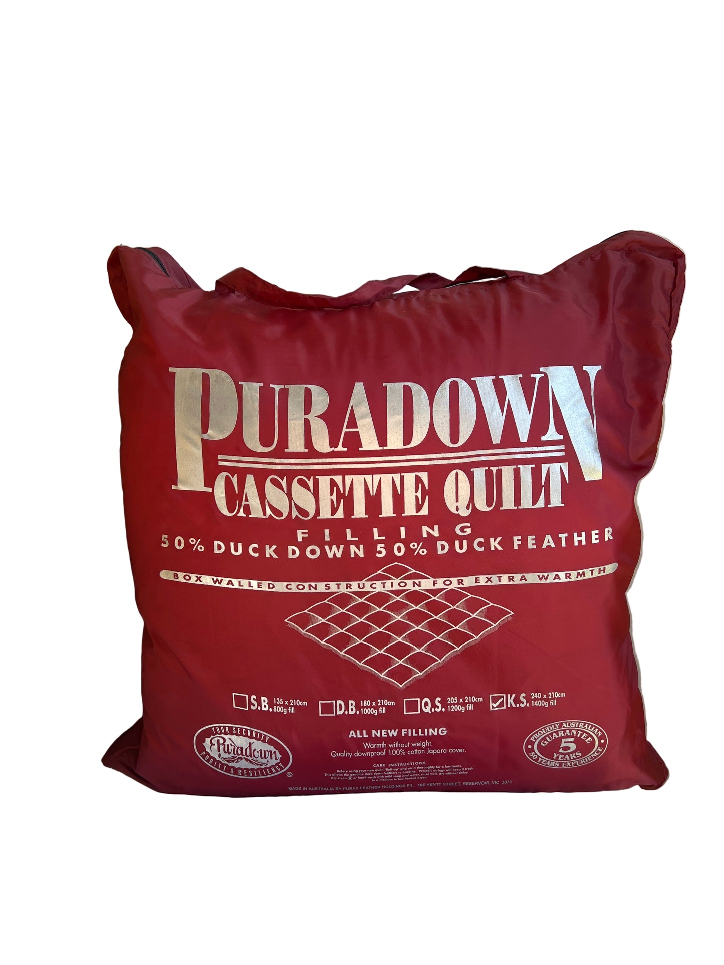 Puradown - King - 50% Duck Down 50% Duck Feather Cassette Quilt