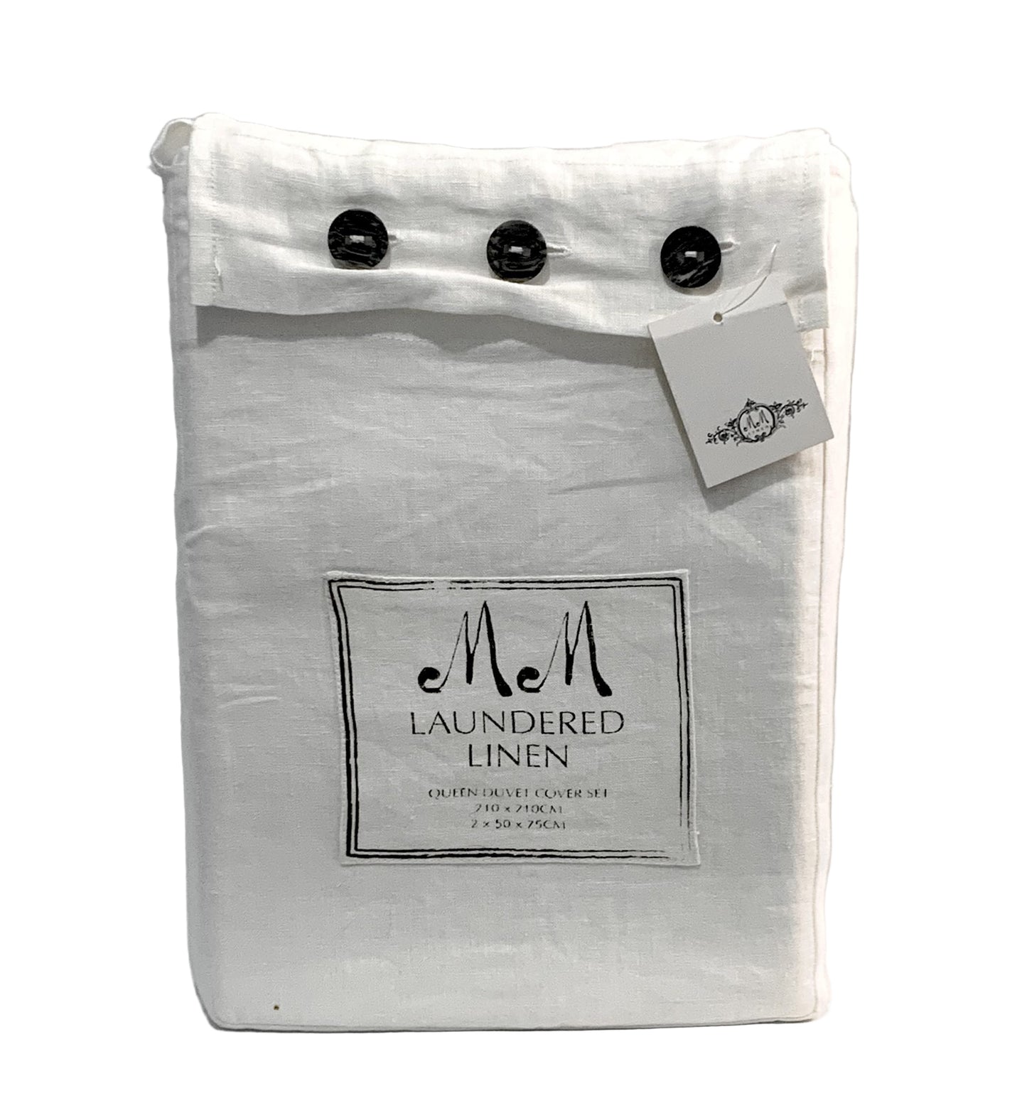 M M Laundered Linen Queen Quilt Set White image 1