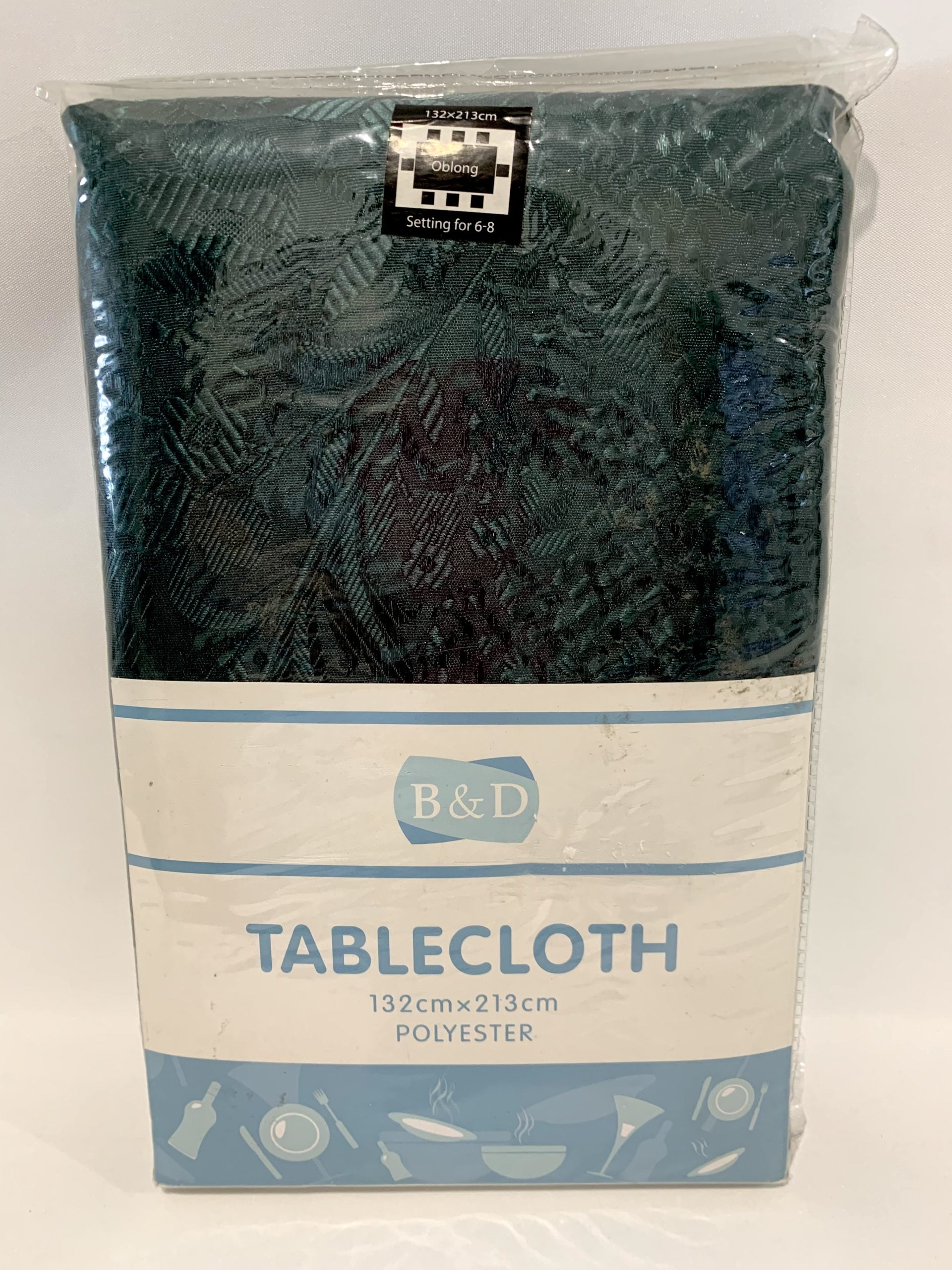 B & D Tablecloth 132 x 213cm Polyester Emerald Green image 0