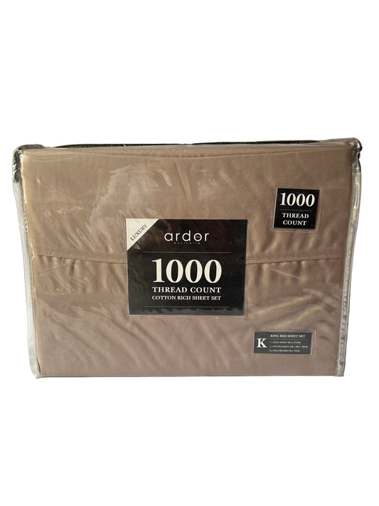 Ardor - King - 1000Thrd Cotton Rich Sheet Set - Mocha