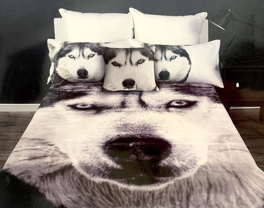 Faux Mink Blanket - Queen- Wolf image 0