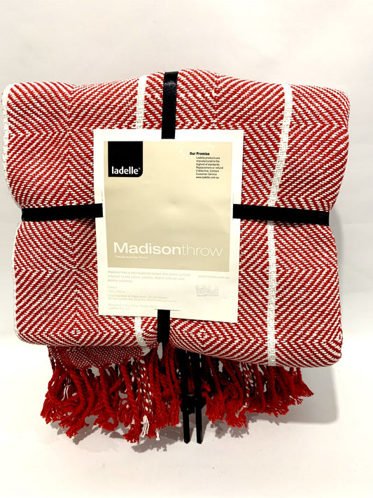 Madison Cotton Throw - Red/White image 0