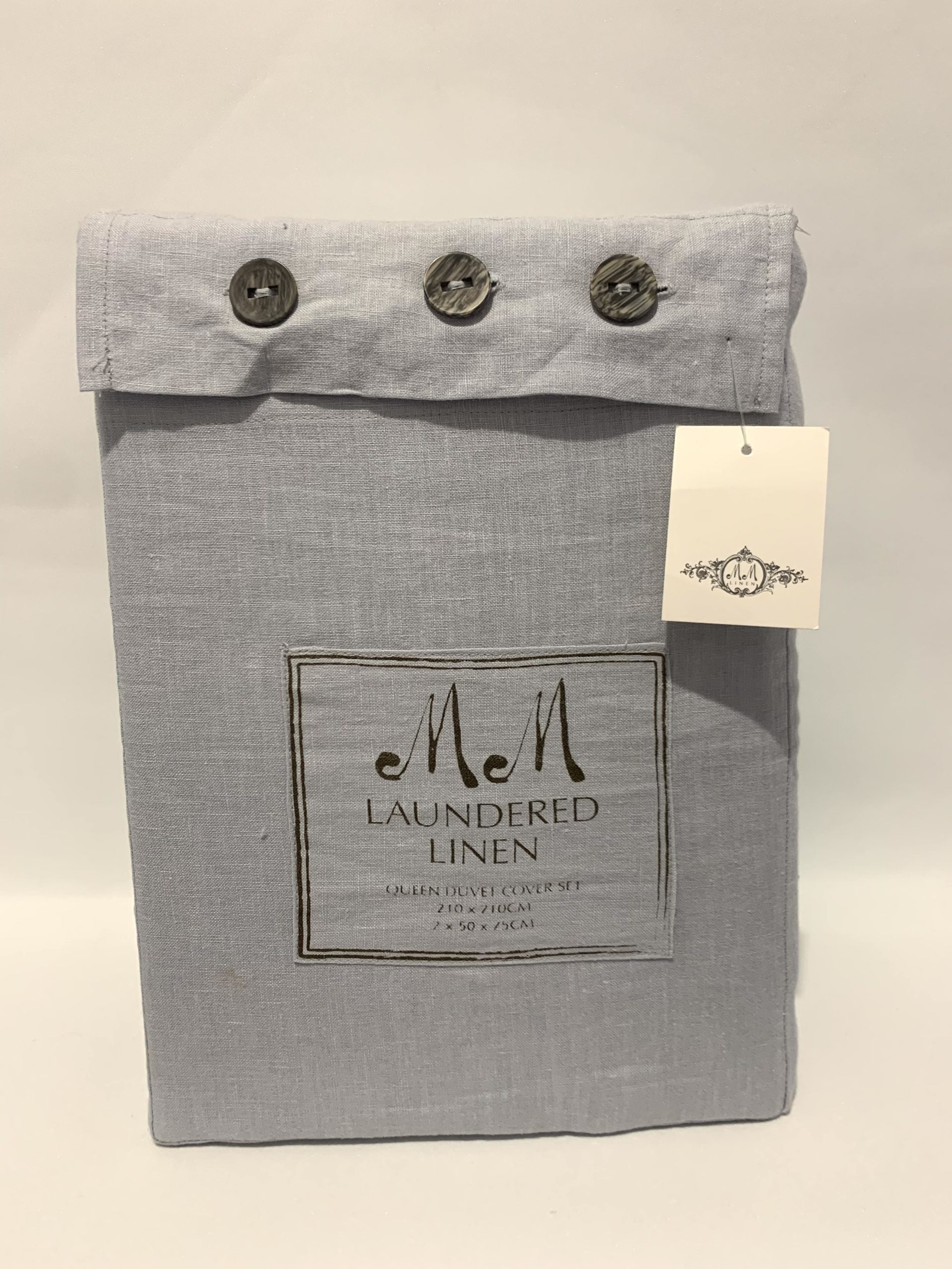 M M  Linen Laundered Linen Queen Quilt Set Chambray image 1