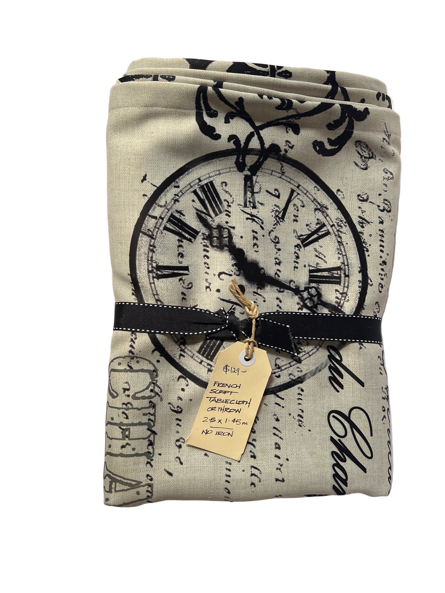 French Script Tablecloth - 2.5x1.45m