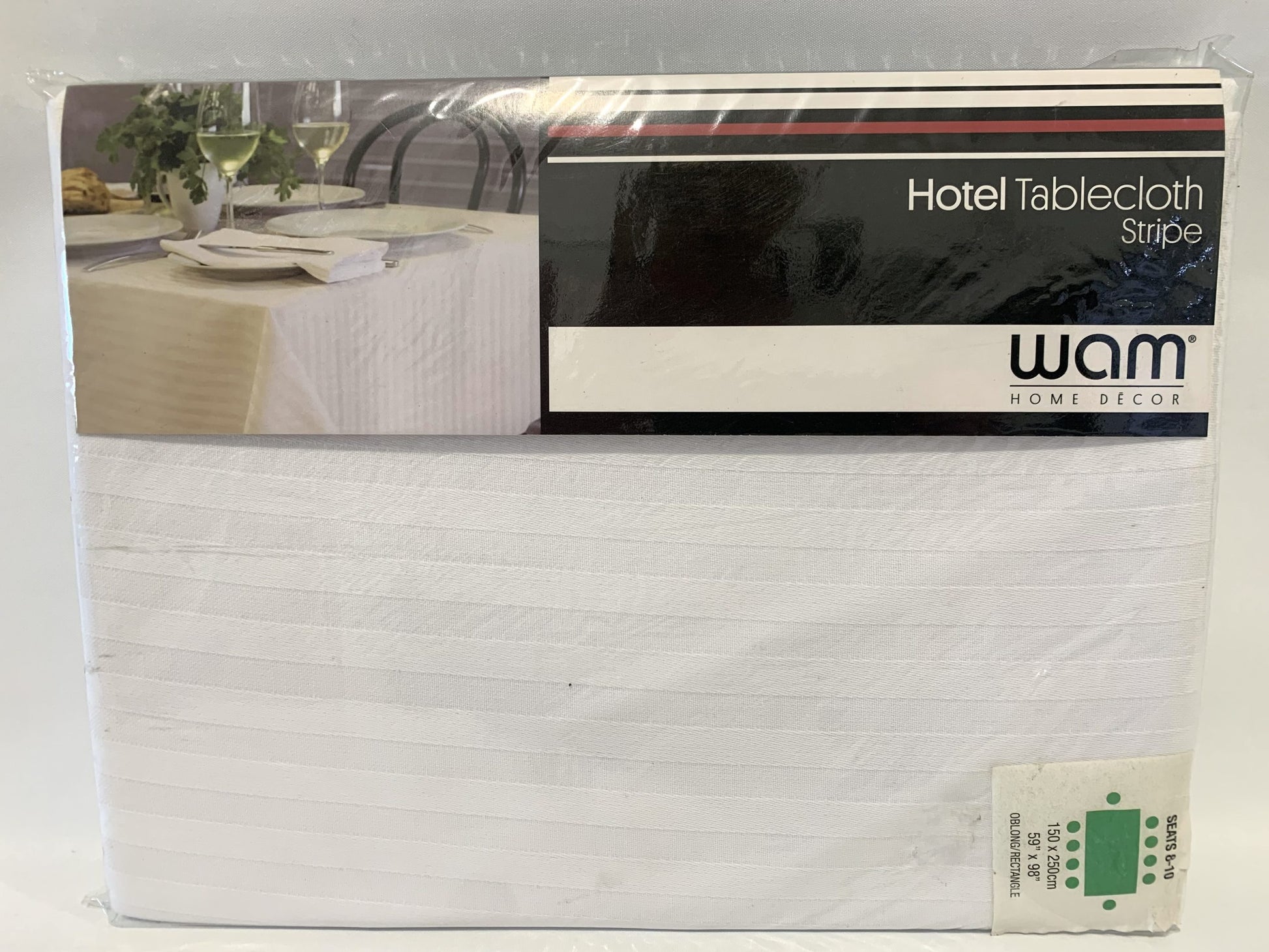 WAM Hotel Tablecloth - Stripe 150 x 250cm. White Cotton image 0