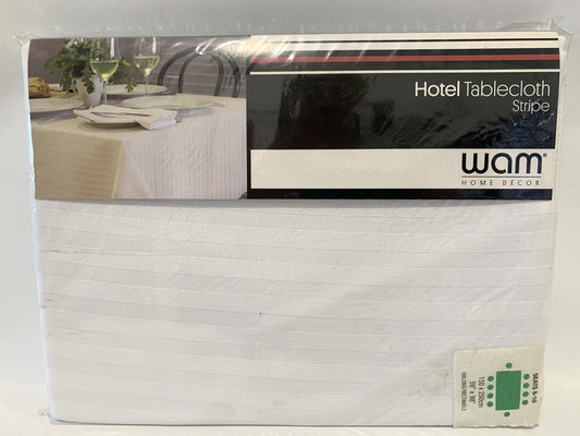 WAM Hotel Tablecloth - Stripe 150 x 250cm. White Cotton image 0