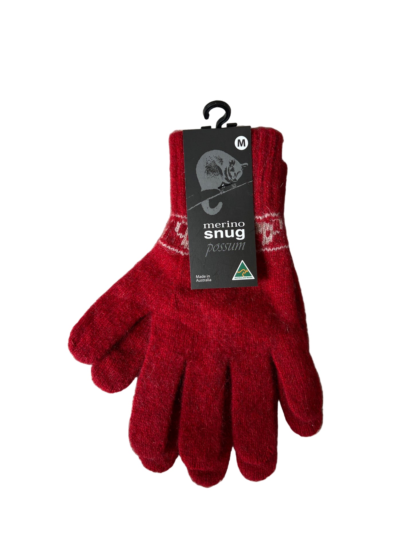 Merino Snug Possum Gloves - Medium - Koala Red