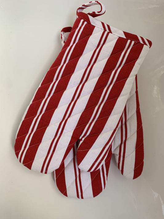 Stripe Oven Mitt Red/White Set of 2 image 0