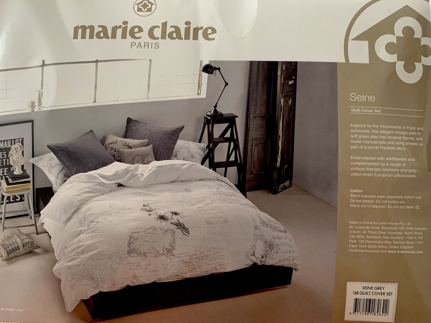 Marie Claire Queen Quilt Set - Seine-Grey image 0
