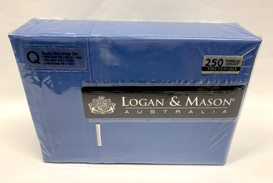 Logan & Mason Sheet Set Queen 250 Thread Count- Sapphire image 0