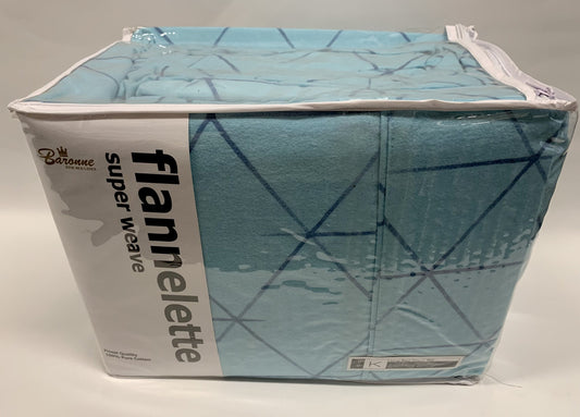 Baronne - King Flannelette Sheet Set - Link Blue image 0