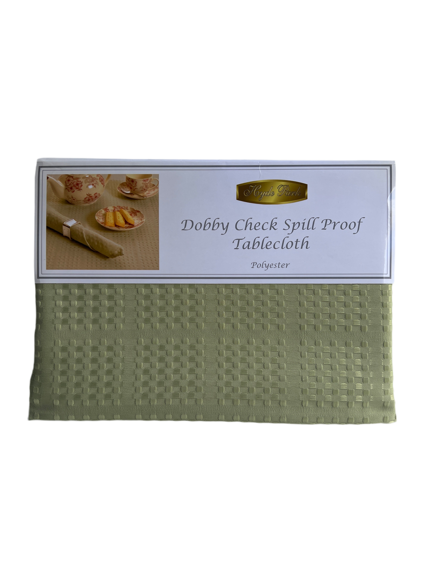 Dobby Check Spill Proof Tablecloth - 130cm x 180cm - Sage