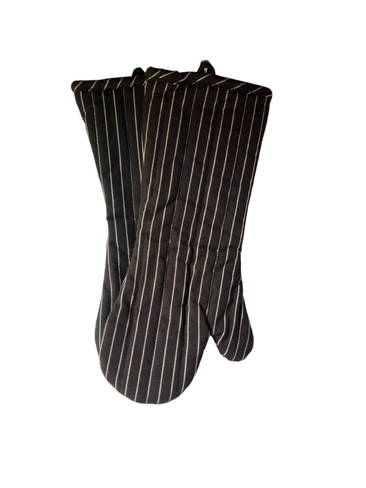 Craft Studio Stripe Oven Mitt Set 2 Black / White