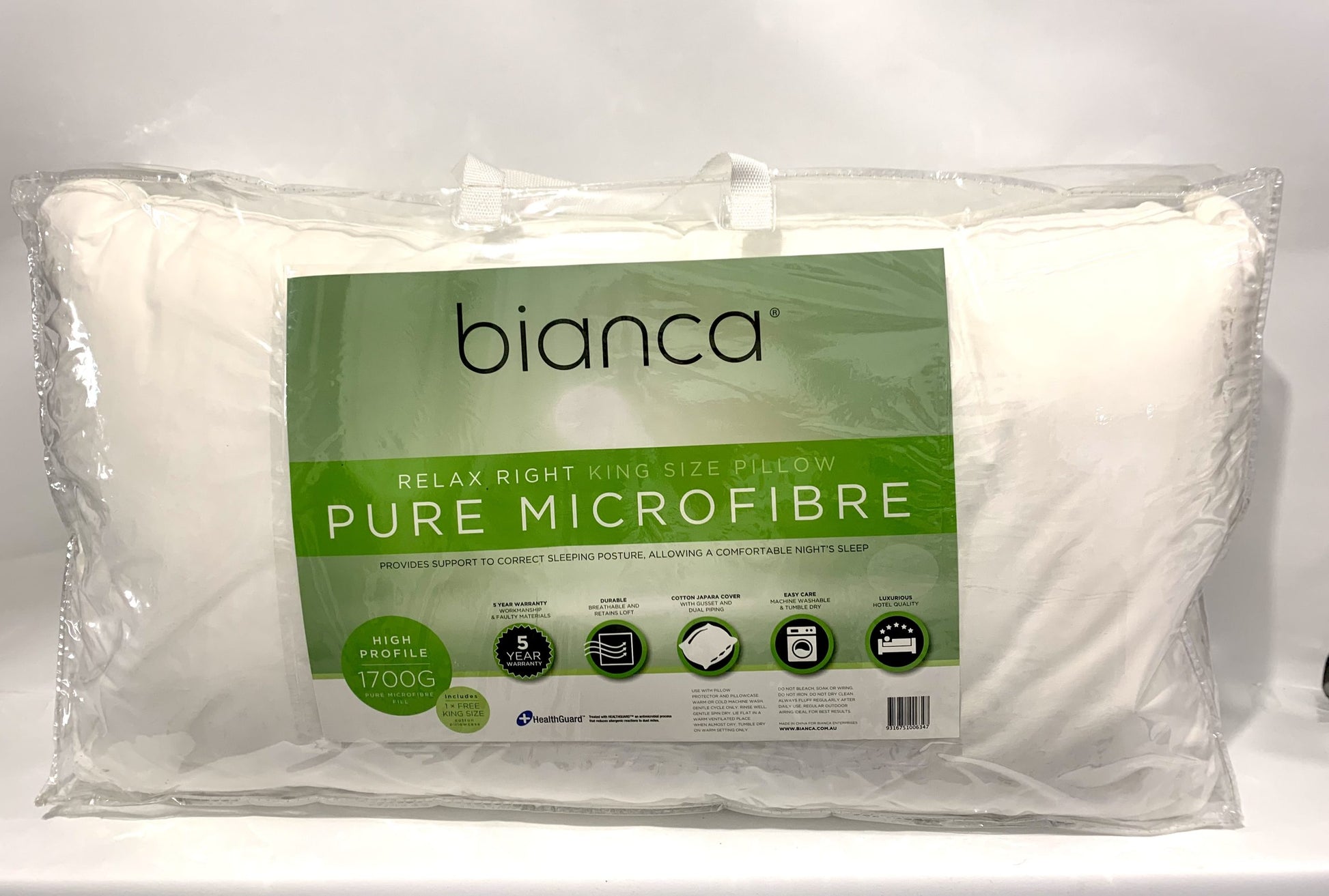Bianca - Relax Right King Size Pillow - Bonus Pillowcase image 0