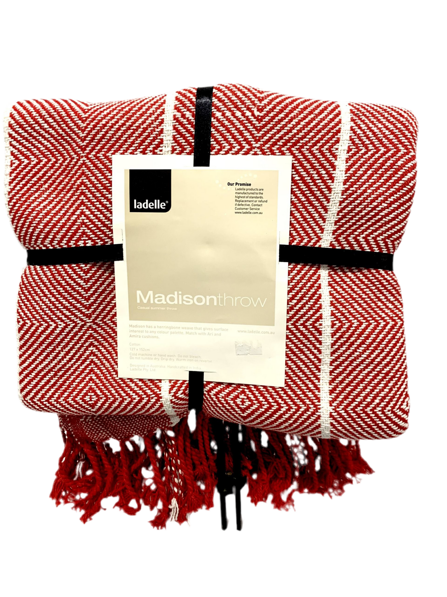 Madison Cotton Throw - Red/White