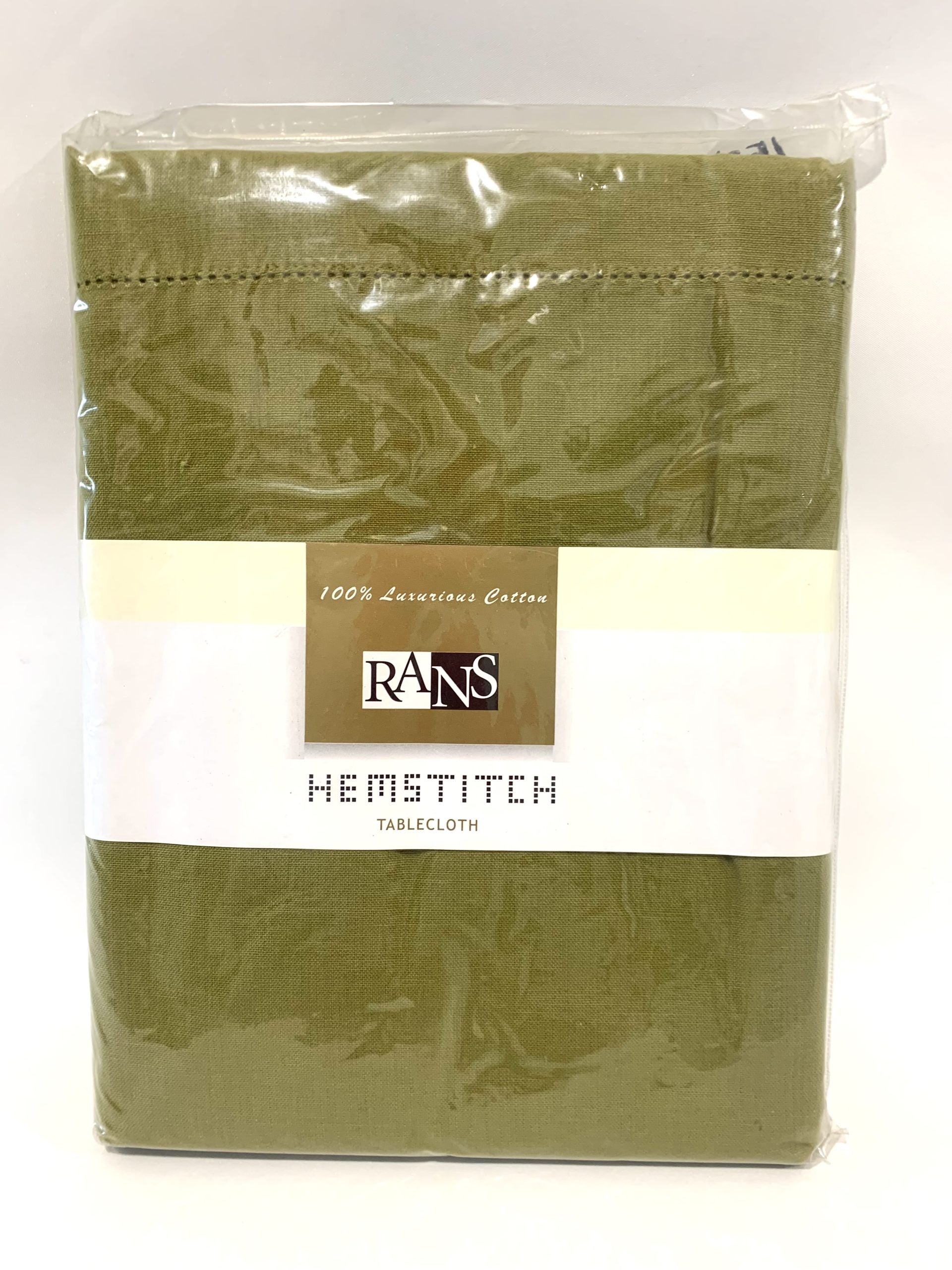 Rans Hemstitch Tablecloth - 150 x 230cm Olive 100% Cotton image 0