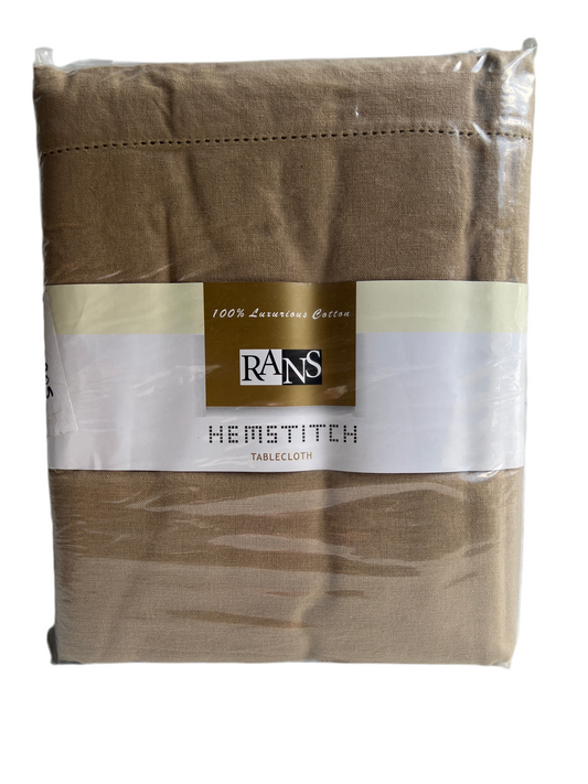 Rans Hemstitch Tablecloth - 205cm x 205cm - Taupe - 100% Cotton