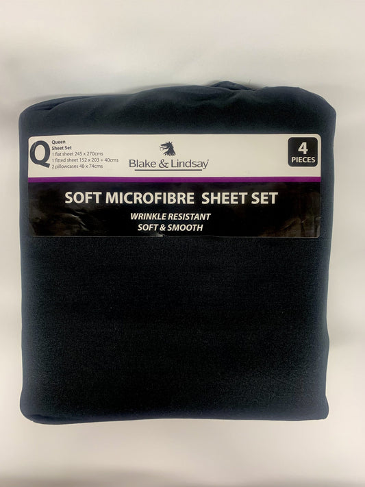 Blake and Lindsay Microfibre Queen Sheet Set Black image 0