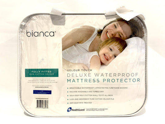 Bianca - Deluxe Waterproof Mattress Protector 100% Cotton Velour - Single image 0