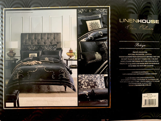 Linen House Queen Quilt Set - Boleyn Black image 0