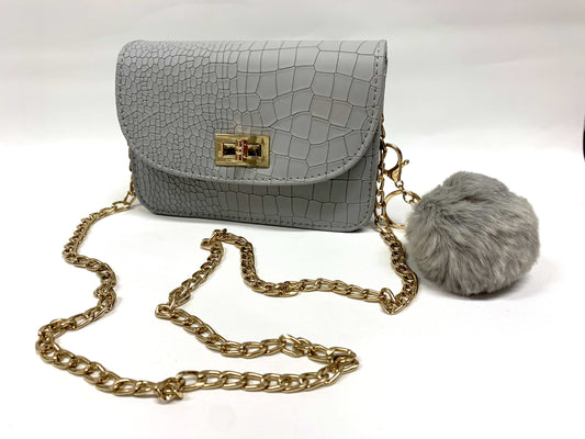 Ladies Small PU Leather Shoulder Bag - Silver image 0