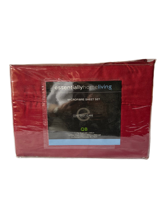 Essentially Home Living - Queen - Microfibre  Sheet Set - Red