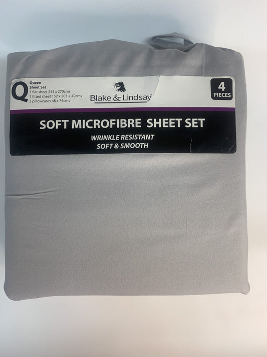 Blake and Lindsay Microfibre Queen Sheet Set Pewter image 0