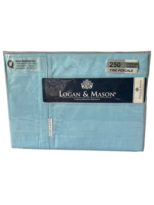 Logan & Mason - Queen - Sheet Set 250 Thread Count- Sky