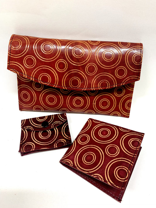 Leather Hand Purse 3Pce - Red image 0