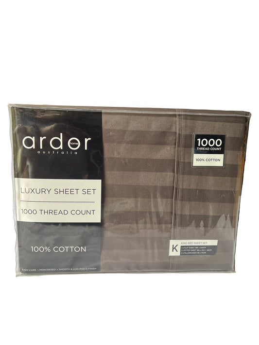 Ardor - King - 1000thrd - 100% Cotton Sheet Set _ Charcoal