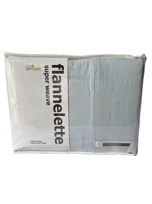 Baronne - Single - Flannelette Sheet Set - Sky Blue