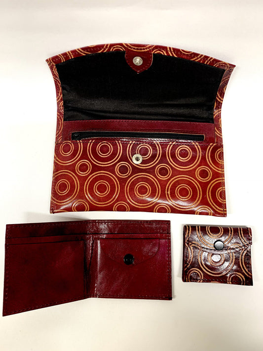 Leather Hand Purse 3Pce - Red image 1