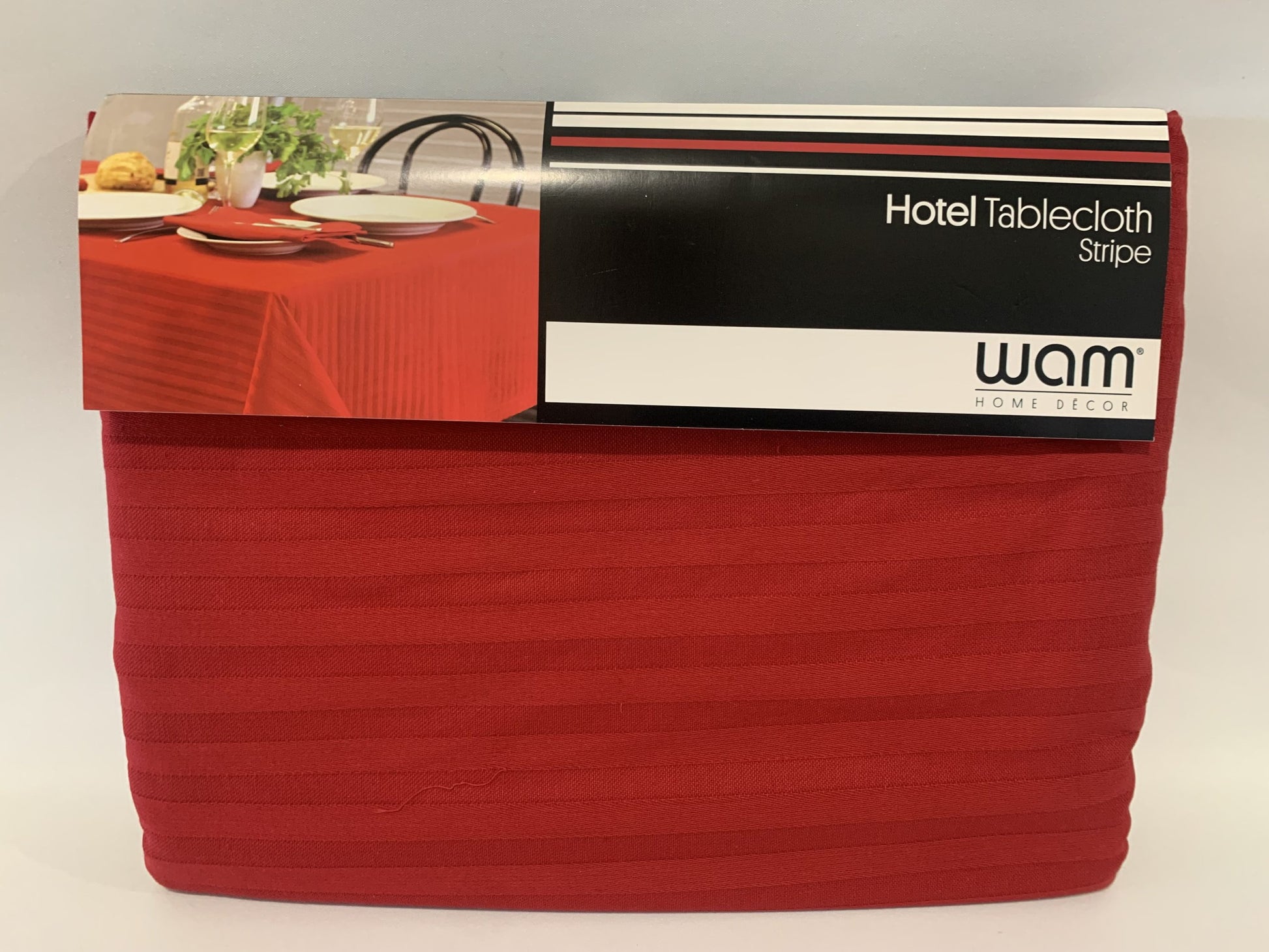WAM Hotel Tablecloth - Stripe 150 x 300cm. Red Cotton image 0