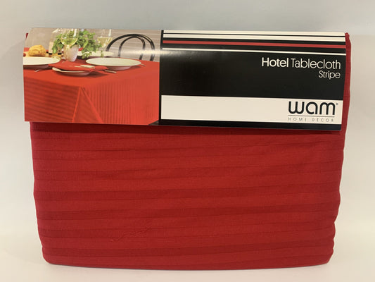WAM Hotel Tablecloth - Stripe 150 x 300cm. Red Cotton image 0