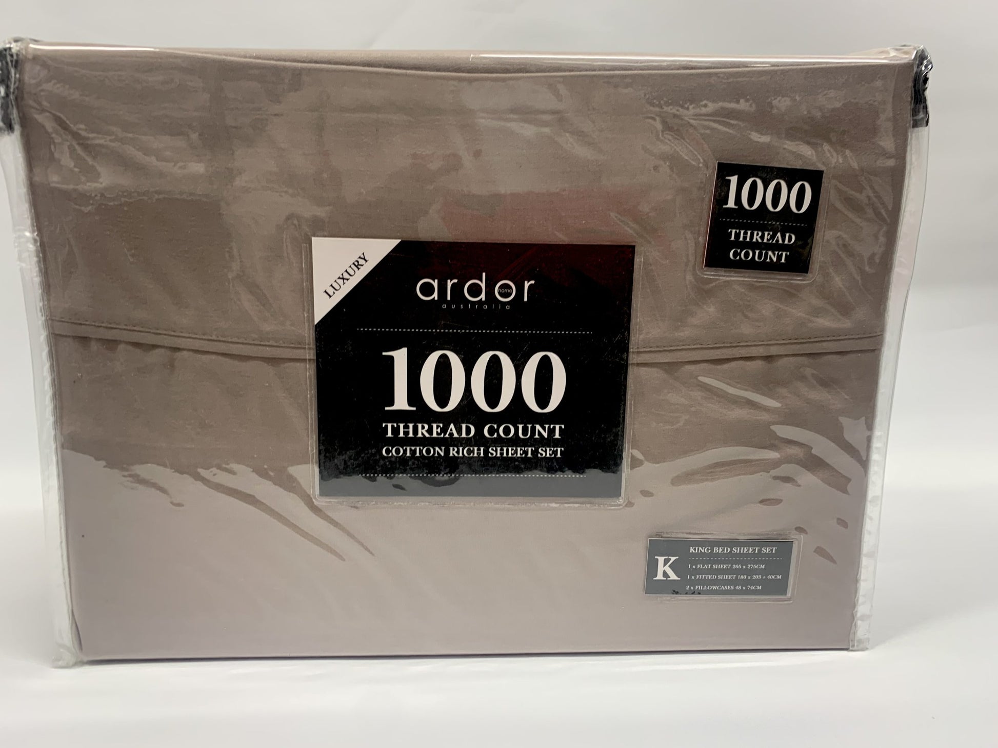 Ardor - 1000Thrd Cotton Rich Sheet Set King - Mocha image 0