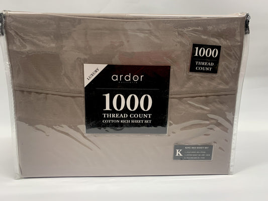 Ardor - 1000Thrd Cotton Rich Sheet Set King - Mocha image 0
