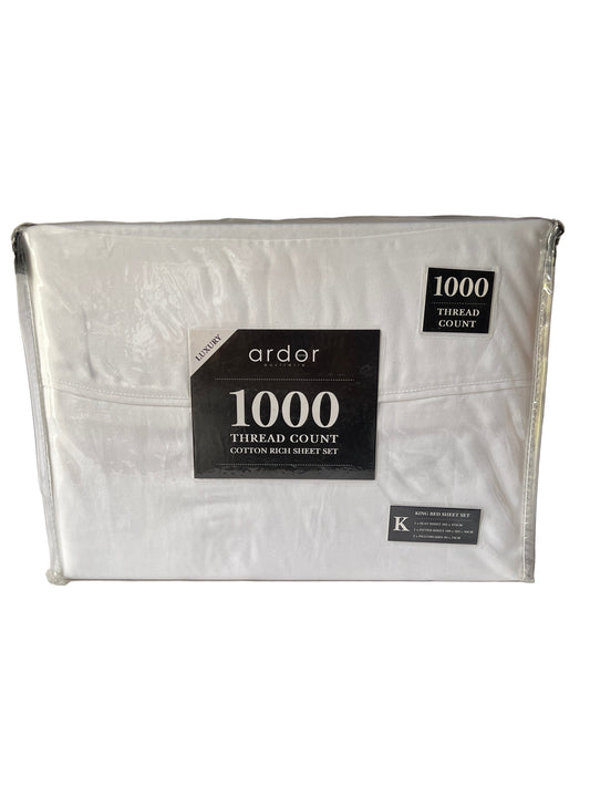 Ardor - King - 1000Thrd Cotton Rich Sheet Set - White